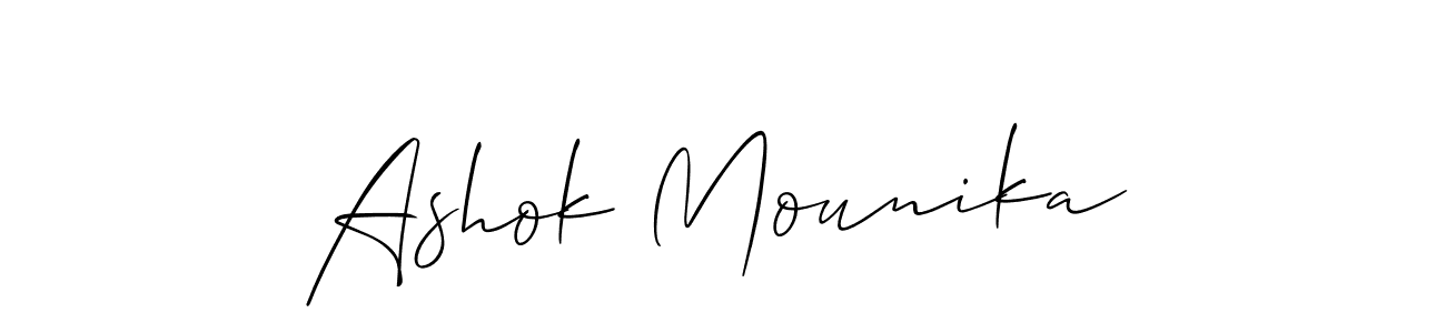 You should practise on your own different ways (Allison_Script) to write your name (Ashok Mounika) in signature. don't let someone else do it for you. Ashok Mounika signature style 2 images and pictures png