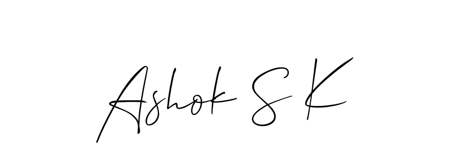 How to Draw Ashok S K signature style? Allison_Script is a latest design signature styles for name Ashok S K. Ashok S K signature style 2 images and pictures png