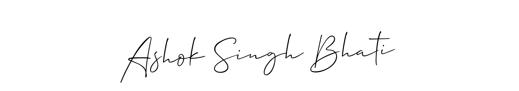 How to make Ashok Singh Bhati name signature. Use Allison_Script style for creating short signs online. This is the latest handwritten sign. Ashok Singh Bhati signature style 2 images and pictures png