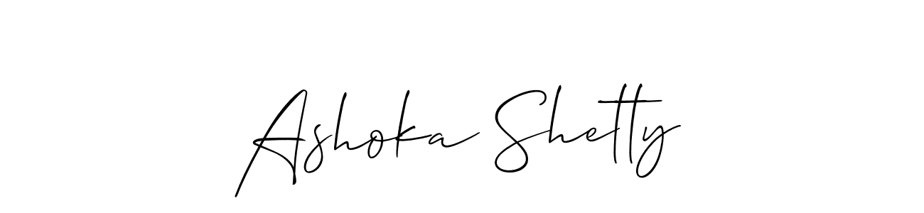 Make a beautiful signature design for name Ashoka Shetty. With this signature (Allison_Script) style, you can create a handwritten signature for free. Ashoka Shetty signature style 2 images and pictures png