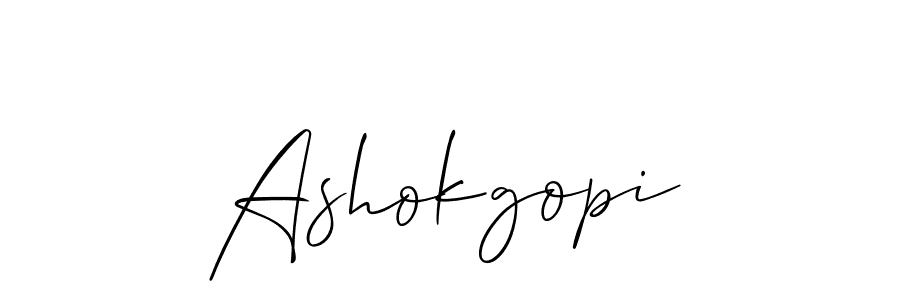 Design your own signature with our free online signature maker. With this signature software, you can create a handwritten (Allison_Script) signature for name Ashokgopi. Ashokgopi signature style 2 images and pictures png