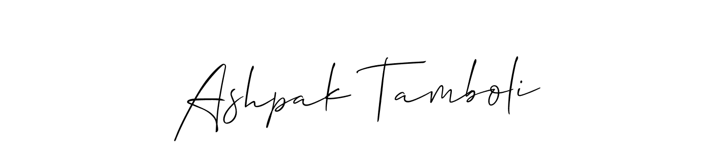 if you are searching for the best signature style for your name Ashpak Tamboli. so please give up your signature search. here we have designed multiple signature styles  using Allison_Script. Ashpak Tamboli signature style 2 images and pictures png