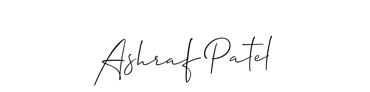 Make a beautiful signature design for name Ashraf Patel. With this signature (Allison_Script) style, you can create a handwritten signature for free. Ashraf Patel signature style 2 images and pictures png