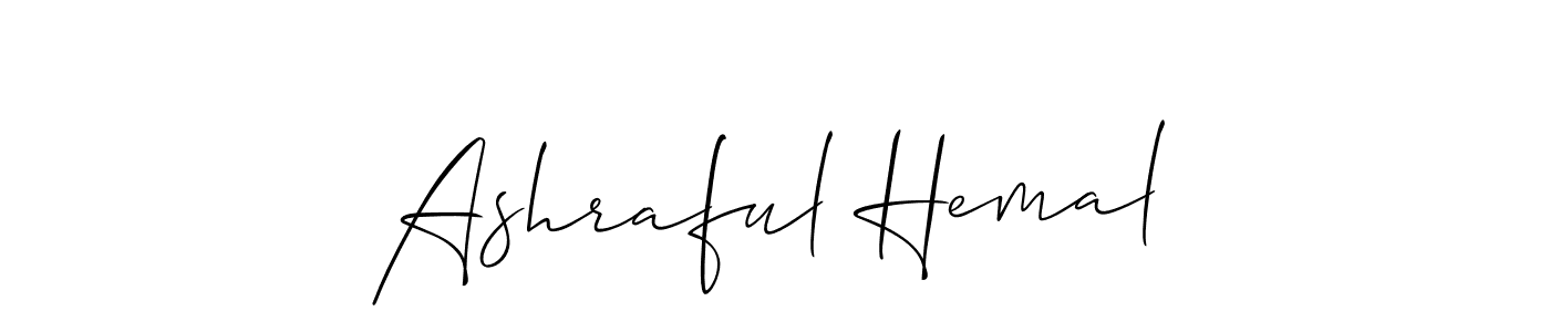 This is the best signature style for the Ashraful Hemal name. Also you like these signature font (Allison_Script). Mix name signature. Ashraful Hemal signature style 2 images and pictures png