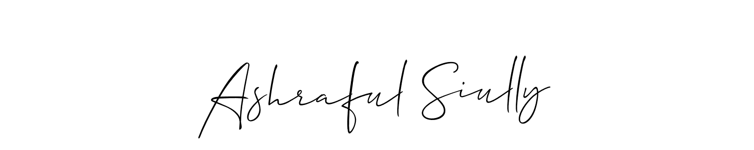 Similarly Allison_Script is the best handwritten signature design. Signature creator online .You can use it as an online autograph creator for name Ashraful Siully. Ashraful Siully signature style 2 images and pictures png