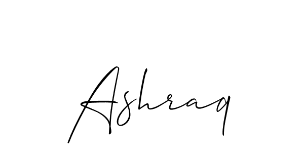 Design your own signature with our free online signature maker. With this signature software, you can create a handwritten (Allison_Script) signature for name Ashraq. Ashraq signature style 2 images and pictures png