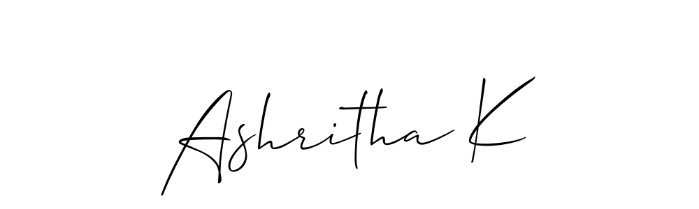 if you are searching for the best signature style for your name Ashritha K. so please give up your signature search. here we have designed multiple signature styles  using Allison_Script. Ashritha K signature style 2 images and pictures png
