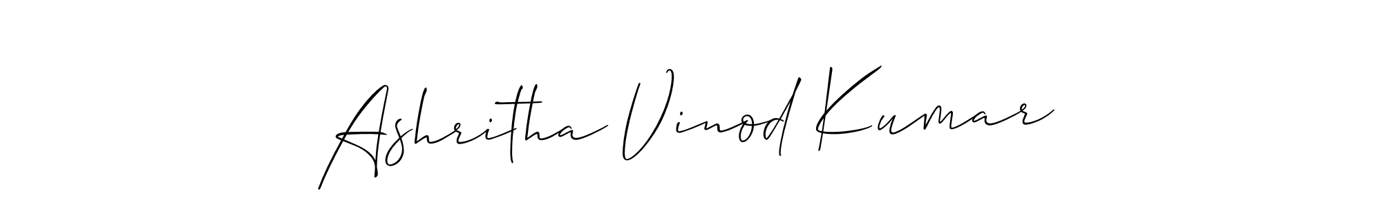 Make a short Ashritha Vinod Kumar signature style. Manage your documents anywhere anytime using Allison_Script. Create and add eSignatures, submit forms, share and send files easily. Ashritha Vinod Kumar signature style 2 images and pictures png