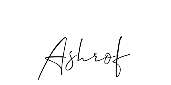 Use a signature maker to create a handwritten signature online. With this signature software, you can design (Allison_Script) your own signature for name Ashrof. Ashrof signature style 2 images and pictures png