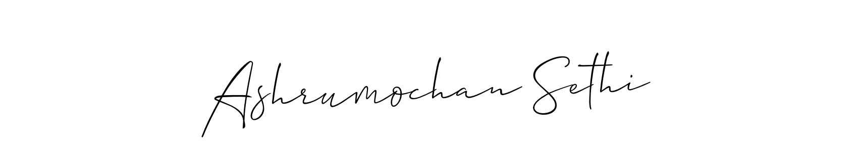 Design your own signature with our free online signature maker. With this signature software, you can create a handwritten (Allison_Script) signature for name Ashrumochan Sethi. Ashrumochan Sethi signature style 2 images and pictures png