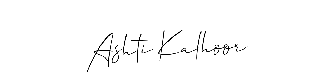 Use a signature maker to create a handwritten signature online. With this signature software, you can design (Allison_Script) your own signature for name Ashti Kalhoor. Ashti Kalhoor signature style 2 images and pictures png