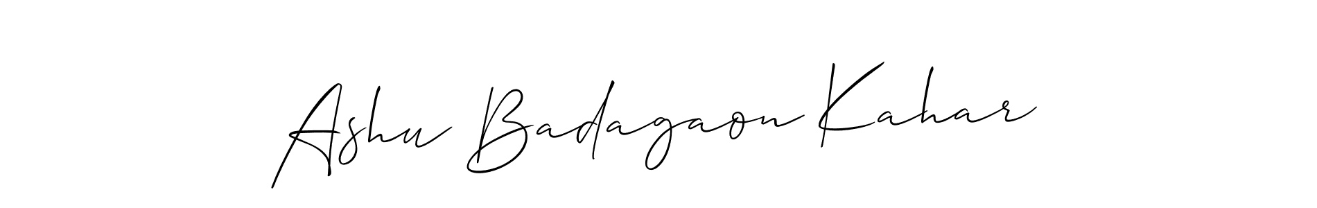 Make a beautiful signature design for name Ashu Badagaon Kahar. With this signature (Allison_Script) style, you can create a handwritten signature for free. Ashu Badagaon Kahar signature style 2 images and pictures png