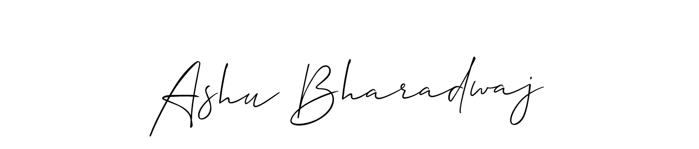How to make Ashu Bharadwaj name signature. Use Allison_Script style for creating short signs online. This is the latest handwritten sign. Ashu Bharadwaj signature style 2 images and pictures png