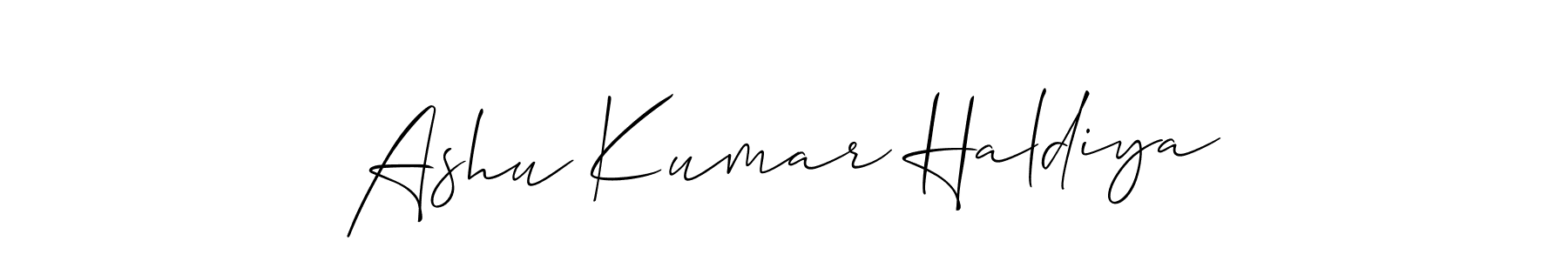 Design your own signature with our free online signature maker. With this signature software, you can create a handwritten (Allison_Script) signature for name Ashu Kumar Haldiya. Ashu Kumar Haldiya signature style 2 images and pictures png
