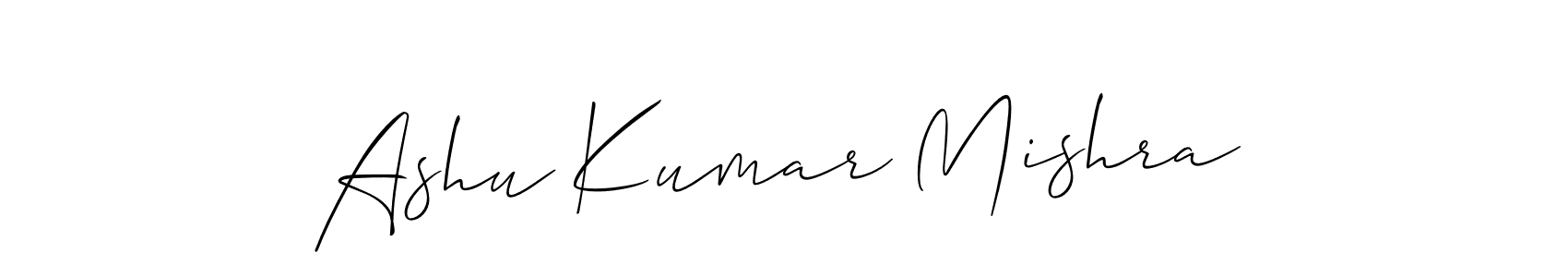 You should practise on your own different ways (Allison_Script) to write your name (Ashu Kumar Mishra) in signature. don't let someone else do it for you. Ashu Kumar Mishra signature style 2 images and pictures png