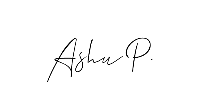 Make a short Ashu P. signature style. Manage your documents anywhere anytime using Allison_Script. Create and add eSignatures, submit forms, share and send files easily. Ashu P. signature style 2 images and pictures png