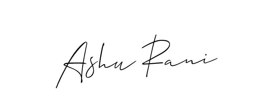 It looks lik you need a new signature style for name Ashu Rani. Design unique handwritten (Allison_Script) signature with our free signature maker in just a few clicks. Ashu Rani signature style 2 images and pictures png