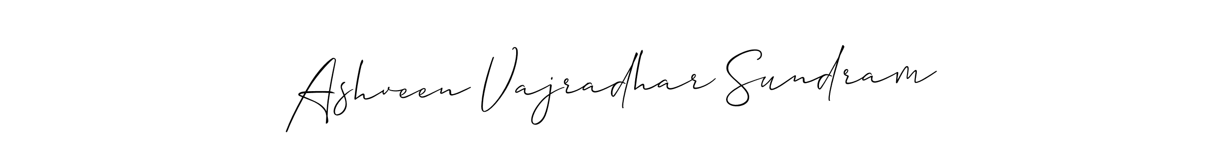 It looks lik you need a new signature style for name Ashveen Vajradhar Sundram. Design unique handwritten (Allison_Script) signature with our free signature maker in just a few clicks. Ashveen Vajradhar Sundram signature style 2 images and pictures png