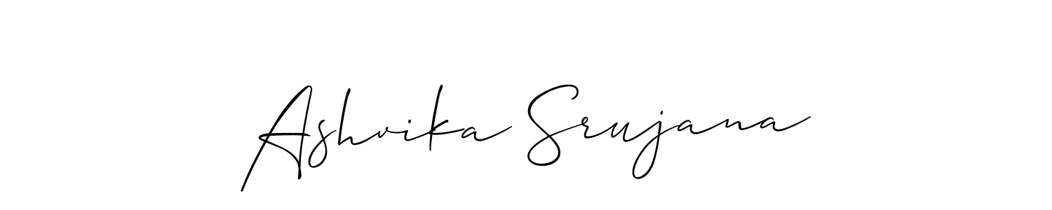 How to Draw Ashvika Srujana signature style? Allison_Script is a latest design signature styles for name Ashvika Srujana. Ashvika Srujana signature style 2 images and pictures png