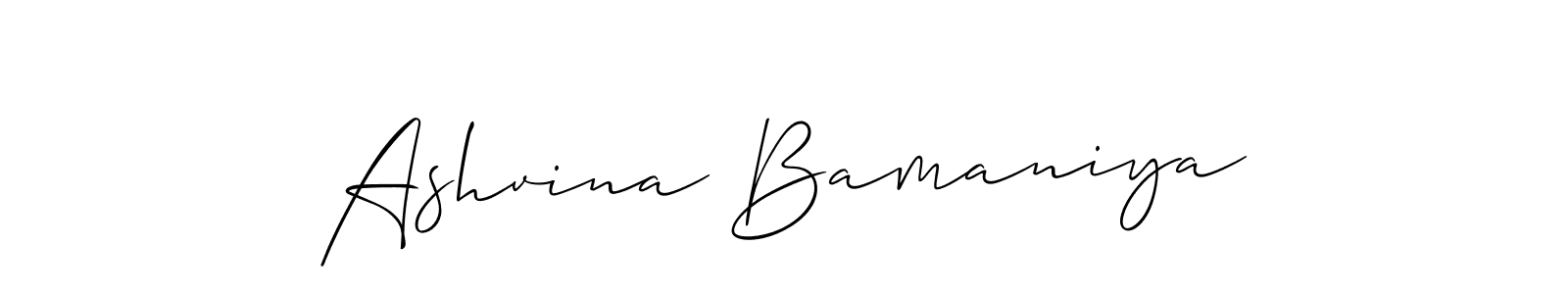How to make Ashvina Bamaniya name signature. Use Allison_Script style for creating short signs online. This is the latest handwritten sign. Ashvina Bamaniya signature style 2 images and pictures png