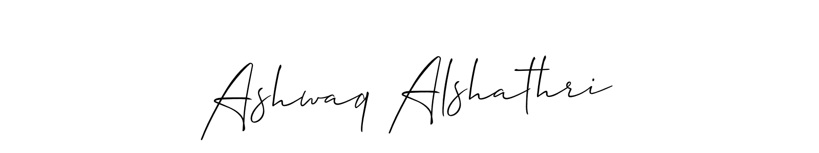 How to make Ashwaq Alshathri name signature. Use Allison_Script style for creating short signs online. This is the latest handwritten sign. Ashwaq Alshathri signature style 2 images and pictures png