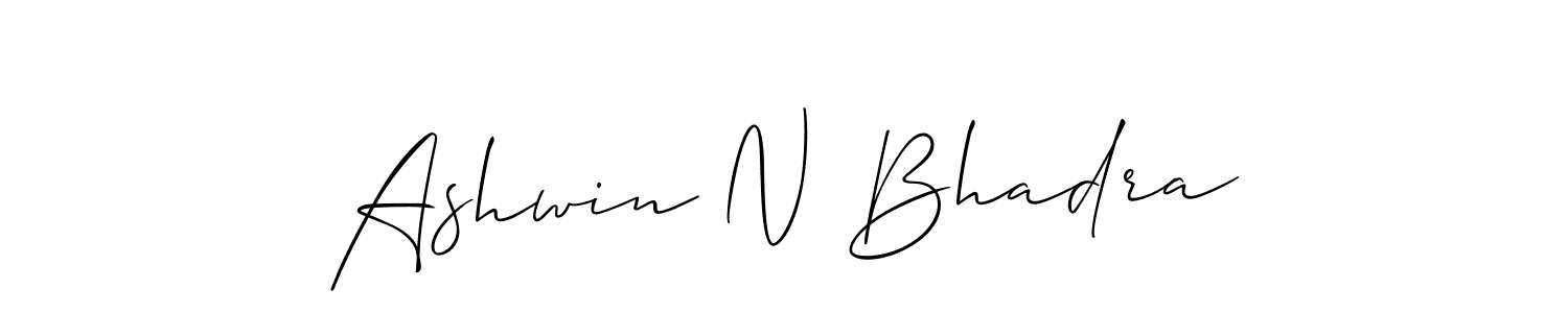 Use a signature maker to create a handwritten signature online. With this signature software, you can design (Allison_Script) your own signature for name Ashwin N Bhadra. Ashwin N Bhadra signature style 2 images and pictures png