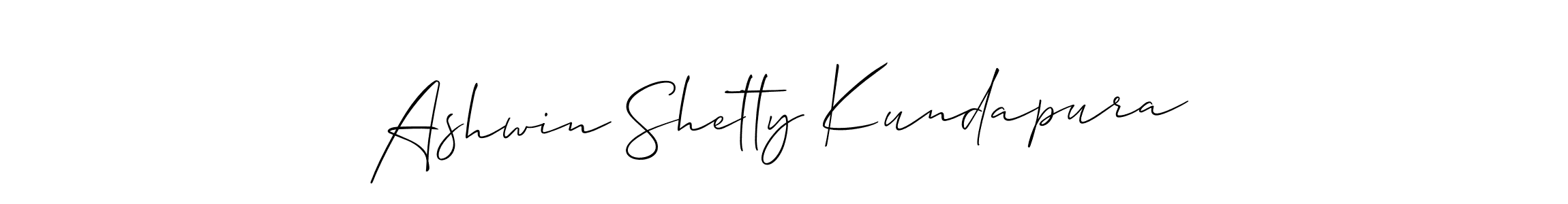 How to make Ashwin Shetty Kundapura name signature. Use Allison_Script style for creating short signs online. This is the latest handwritten sign. Ashwin Shetty Kundapura signature style 2 images and pictures png