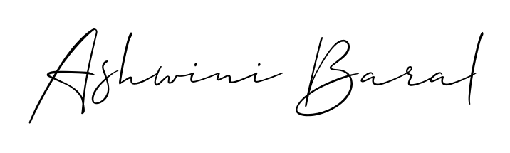 Designed for modern professionals: Ashwini Baral name signature crafted with Allison_Script script. Ready for digital PDF workflows. Ashwini Baral signature style 2 images and pictures png
