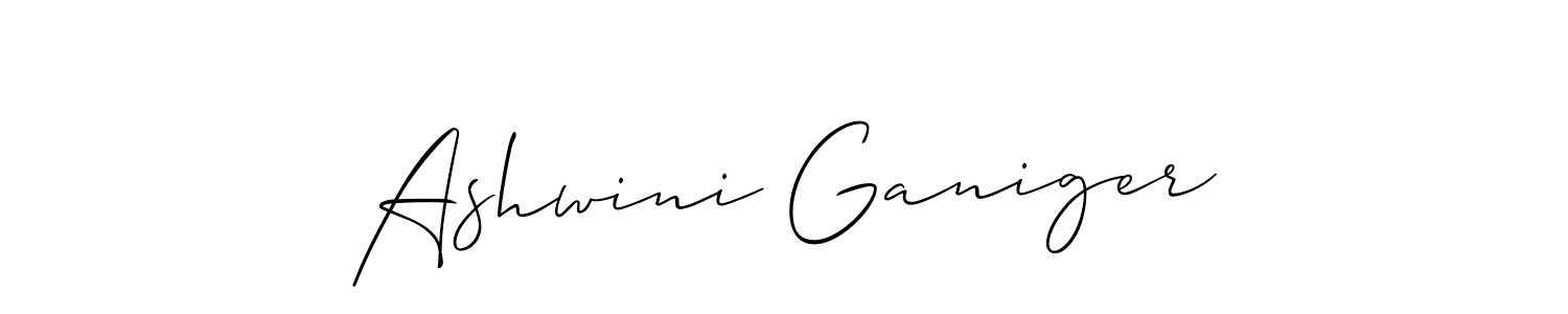 Use a signature maker to create a handwritten signature online. With this signature software, you can design (Allison_Script) your own signature for name Ashwini Ganiger. Ashwini Ganiger signature style 2 images and pictures png