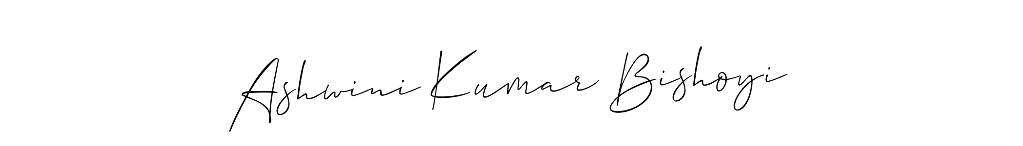 Allison_Script is a professional signature style that is perfect for those who want to add a touch of class to their signature. It is also a great choice for those who want to make their signature more unique. Get Ashwini Kumar Bishoyi name to fancy signature for free. Ashwini Kumar Bishoyi signature style 2 images and pictures png