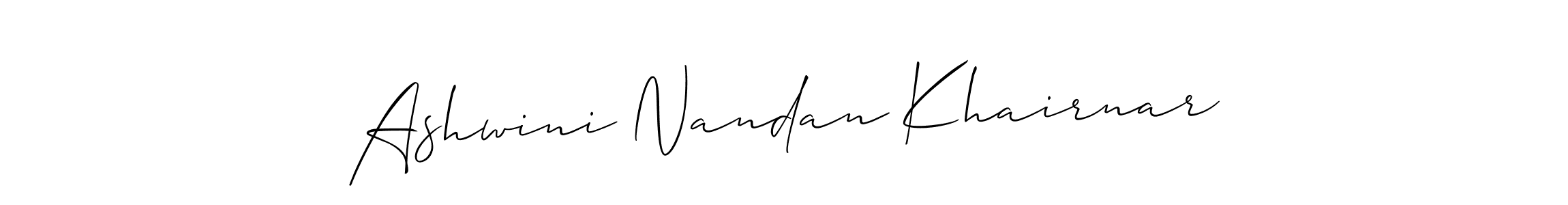 How to make Ashwini Nandan Khairnar name signature. Use Allison_Script style for creating short signs online. This is the latest handwritten sign. Ashwini Nandan Khairnar signature style 2 images and pictures png