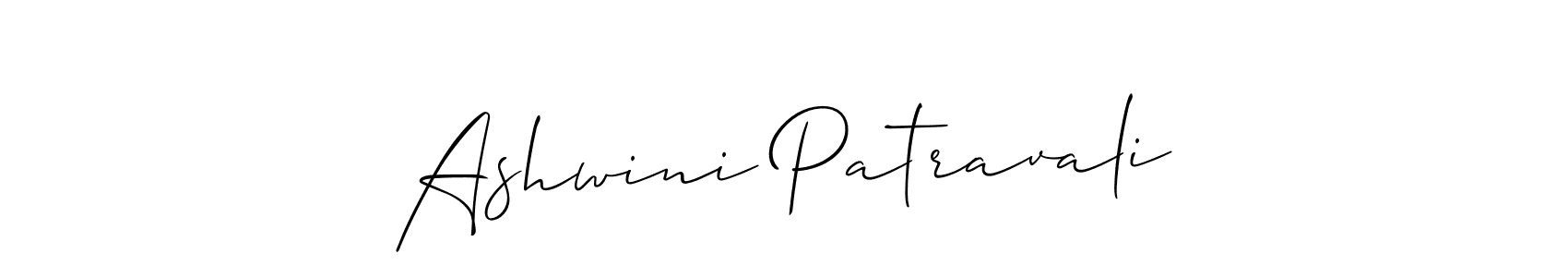 Create a beautiful signature design for name Ashwini Patravali. With this signature (Allison_Script) fonts, you can make a handwritten signature for free. Ashwini Patravali signature style 2 images and pictures png