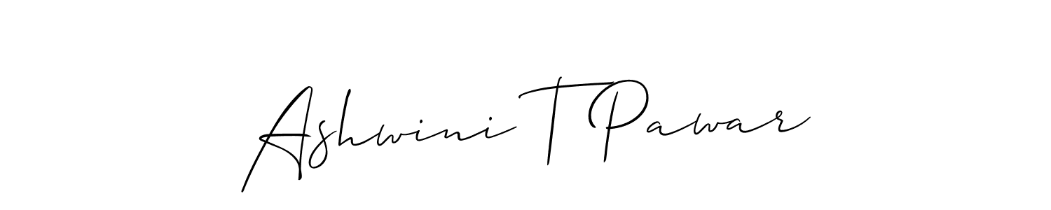 Use a signature maker to create a handwritten signature online. With this signature software, you can design (Allison_Script) your own signature for name Ashwini T Pawar. Ashwini T Pawar signature style 2 images and pictures png