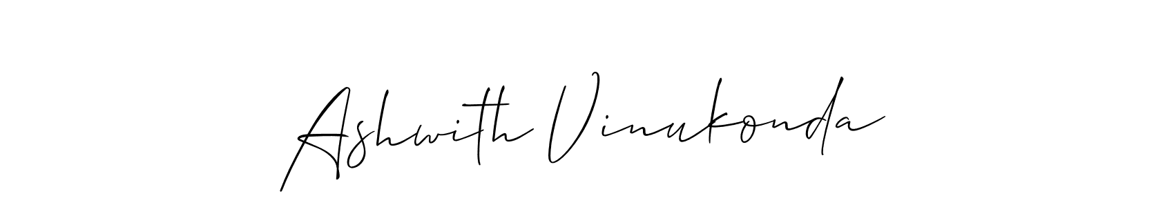 How to make Ashwith Vinukonda signature? Allison_Script is a professional autograph style. Create handwritten signature for Ashwith Vinukonda name. Ashwith Vinukonda signature style 2 images and pictures png