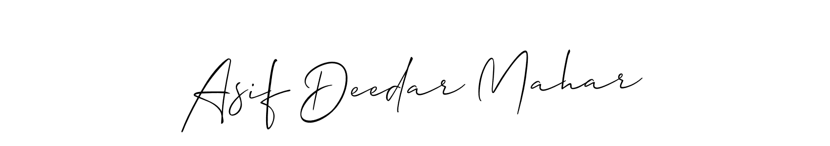 How to make Asif Deedar Mahar name signature. Use Allison_Script style for creating short signs online. This is the latest handwritten sign. Asif Deedar Mahar signature style 2 images and pictures png