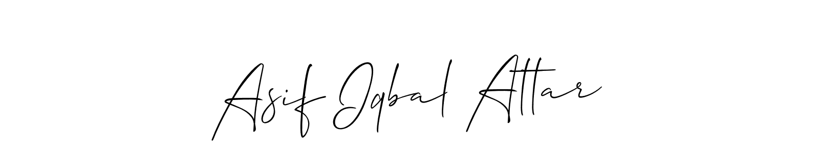 How to make Asif Iqbal Attar name signature. Use Allison_Script style for creating short signs online. This is the latest handwritten sign. Asif Iqbal Attar signature style 2 images and pictures png