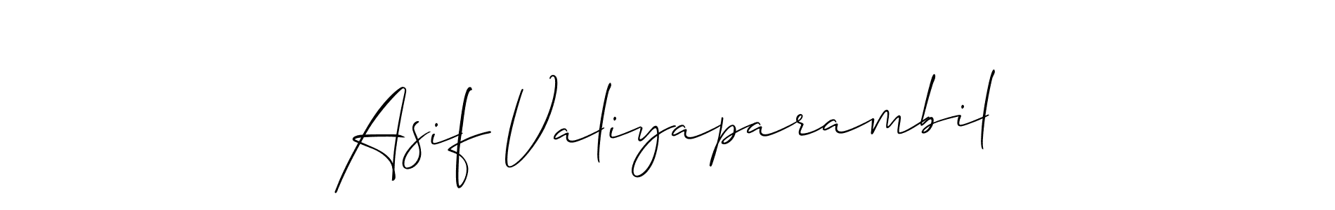 Make a short Asif Valiyaparambil signature style. Manage your documents anywhere anytime using Allison_Script. Create and add eSignatures, submit forms, share and send files easily. Asif Valiyaparambil signature style 2 images and pictures png