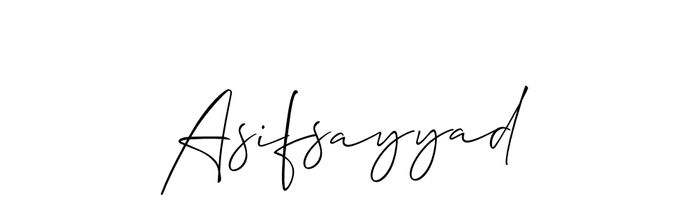 if you are searching for the best signature style for your name Asifsayyad. so please give up your signature search. here we have designed multiple signature styles  using Allison_Script. Asifsayyad signature style 2 images and pictures png