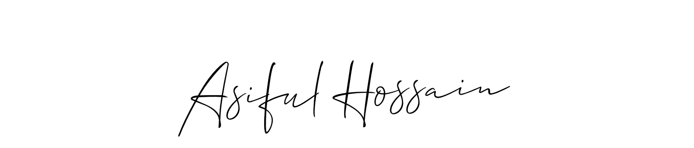 The best way (Allison_Script) to make a short signature is to pick only two or three words in your name. The name Asiful Hossain include a total of six letters. For converting this name. Asiful Hossain signature style 2 images and pictures png