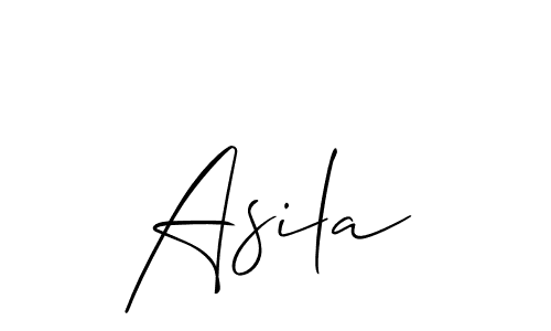 Use a signature maker to create a handwritten signature online. With this signature software, you can design (Allison_Script) your own signature for name Asila. Asila signature style 2 images and pictures png