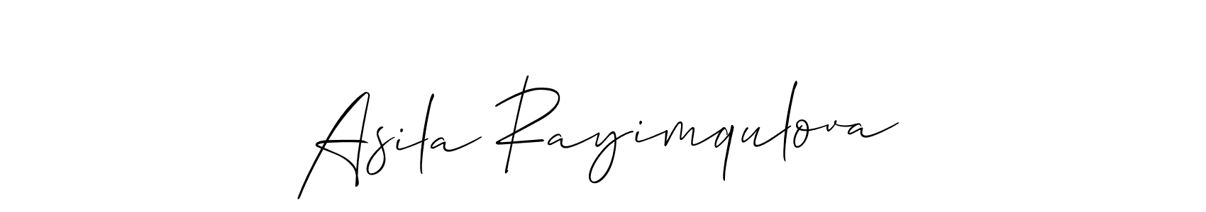Use a signature maker to create a handwritten signature online. With this signature software, you can design (Allison_Script) your own signature for name Asila Rayimqulova. Asila Rayimqulova signature style 2 images and pictures png