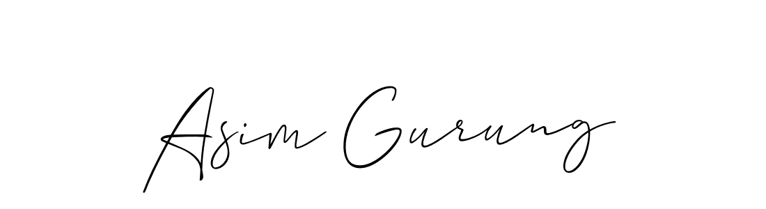 Similarly Allison_Script is the best handwritten signature design. Signature creator online .You can use it as an online autograph creator for name Asim Gurung. Asim Gurung signature style 2 images and pictures png