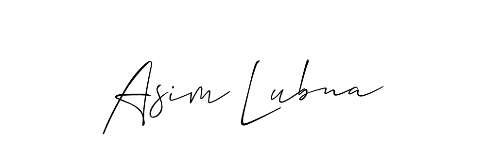 Use a signature maker to create a handwritten signature online. With this signature software, you can design (Allison_Script) your own signature for name Asim Lubna. Asim Lubna signature style 2 images and pictures png
