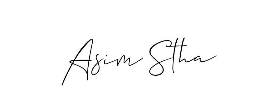 Similarly Allison_Script is the best handwritten signature design. Signature creator online .You can use it as an online autograph creator for name Asim Stha. Asim Stha signature style 2 images and pictures png