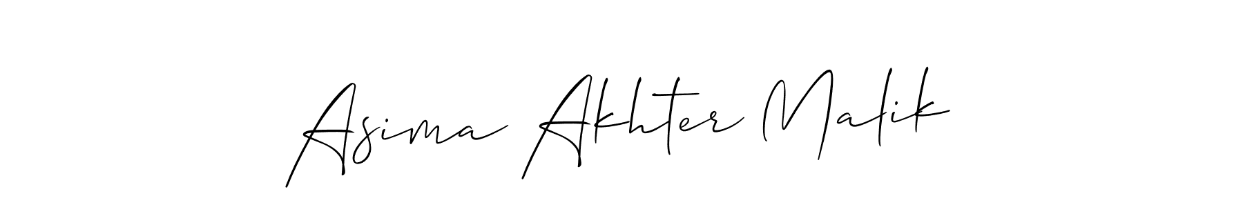Use a signature maker to create a handwritten signature online. With this signature software, you can design (Allison_Script) your own signature for name Asima Akhter Malik. Asima Akhter Malik signature style 2 images and pictures png