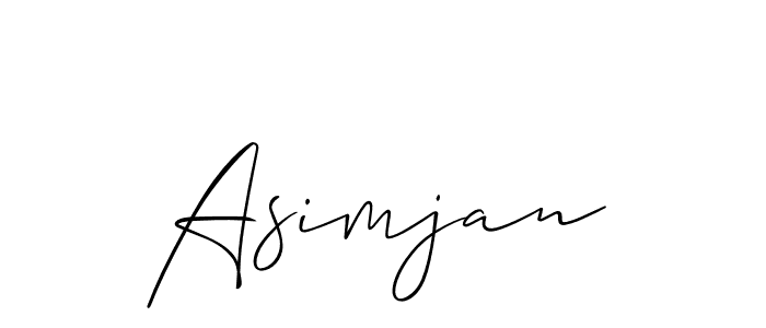 Make a beautiful signature design for name Asimjan. With this signature (Allison_Script) style, you can create a handwritten signature for free. Asimjan signature style 2 images and pictures png