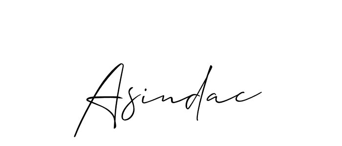 Make a beautiful signature design for name Asindac. With this signature (Allison_Script) style, you can create a handwritten signature for free. Asindac signature style 2 images and pictures png
