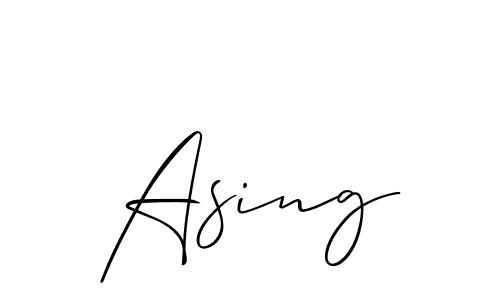 Also You can easily find your signature by using the search form. We will create Asing name handwritten signature images for you free of cost using Allison_Script sign style. Asing signature style 2 images and pictures png