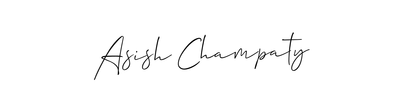 Similarly Allison_Script is the best handwritten signature design. Signature creator online .You can use it as an online autograph creator for name Asish Champaty. Asish Champaty signature style 2 images and pictures png