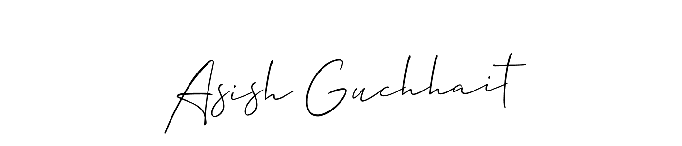 if you are searching for the best signature style for your name Asish Guchhait. so please give up your signature search. here we have designed multiple signature styles  using Allison_Script. Asish Guchhait signature style 2 images and pictures png